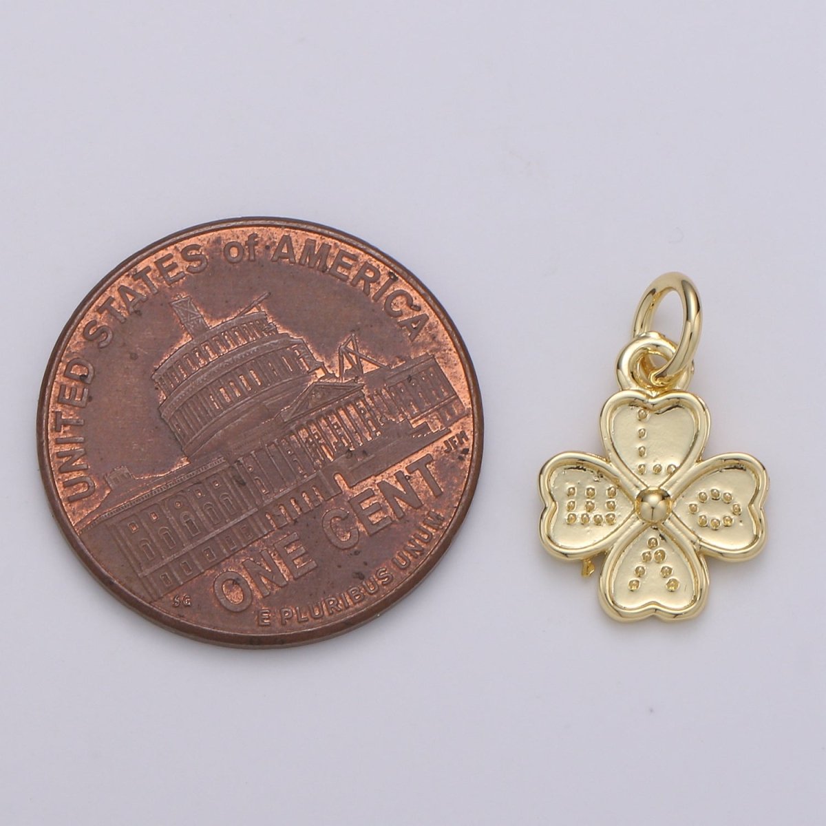 24K Gold Filled Four Clover Charm E-021 - DLUXCA