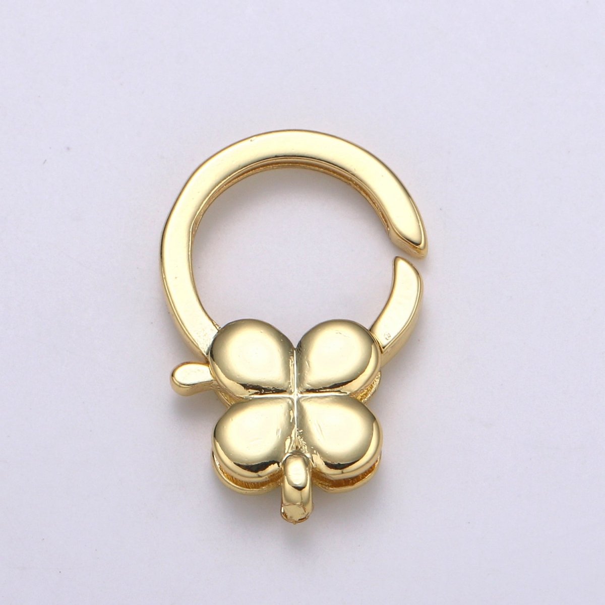 24K Gold Filled Four Clover Lobster Clasp Push Ring Gate Clasp For DIY Jewelry Making L-182 - DLUXCA