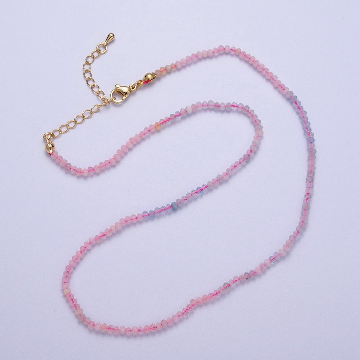 24K Gold Filled Gold Beaded Necklace, Morganite Jewelry, Beaded Morganite Necklace, Dainty Gold Necklace, Beaded Layering Necklace | WA-1160 Clearance Pricing - DLUXCA