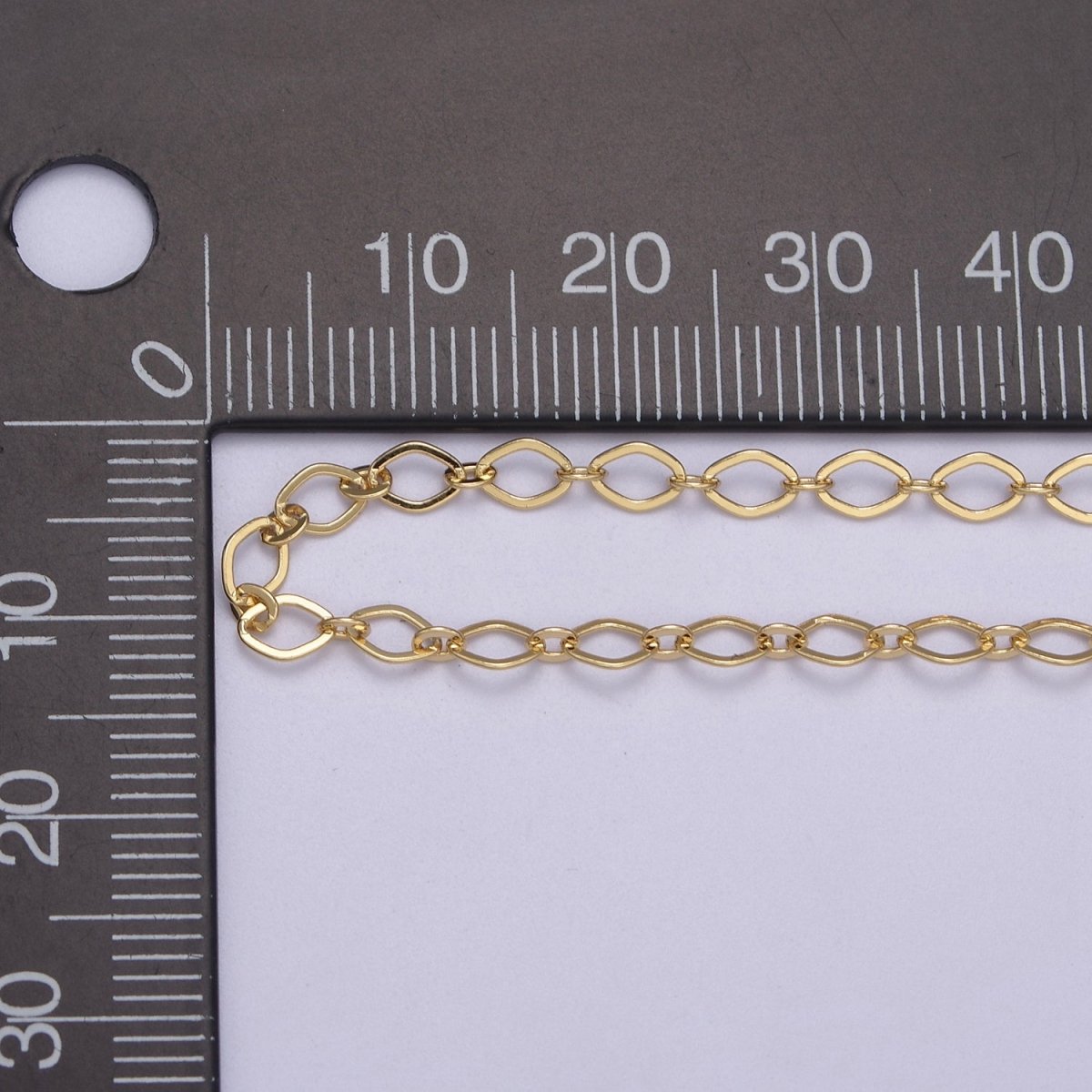 24k Gold Filled Gold Oval Rhombus Chain by Yard, Oval Link, Wholesale Bulk Roll Chain for Jewelry Making, Width 3.3mm | ROLL-611 ROLL-612 - DLUXCA