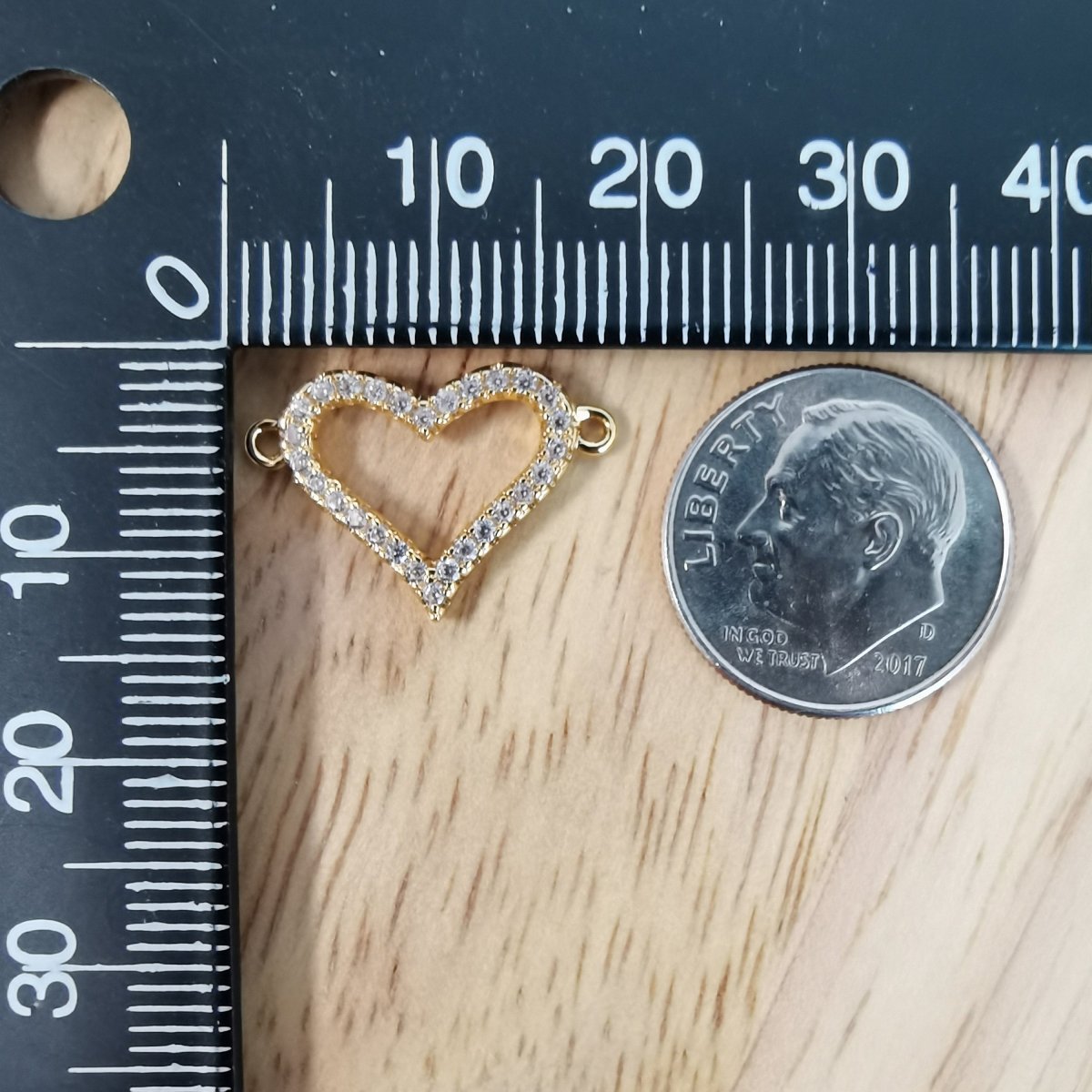 24K Gold Filled Golden Heart Love Connector Micro Pave CZ DIY Charm Necklace Bracelet Earrings Findings for Jewelry Making F-419 - DLUXCA