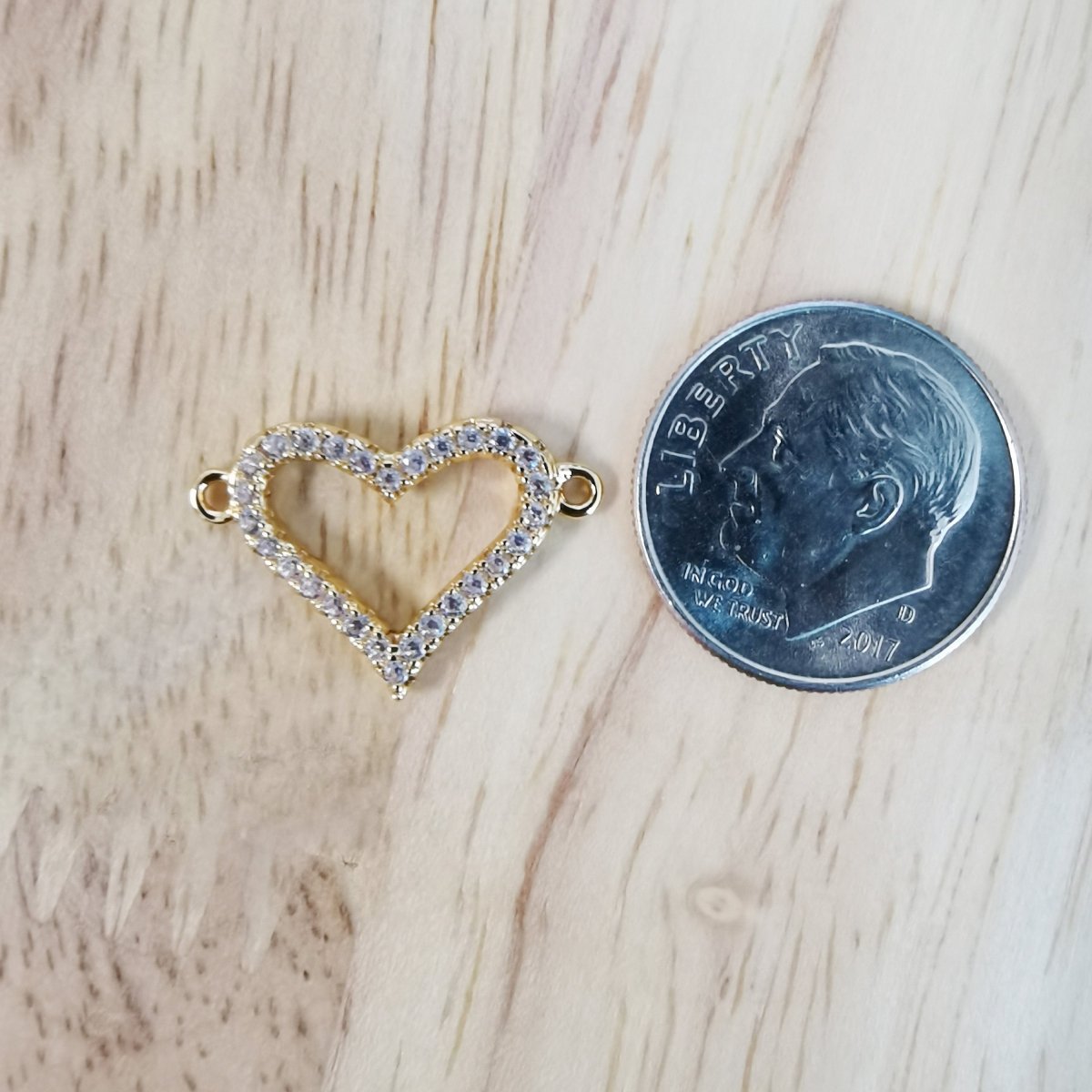 24K Gold Filled Golden Heart Love Connector Micro Pave CZ DIY Charm Necklace Bracelet Earrings Findings for Jewelry Making F-419 - DLUXCA