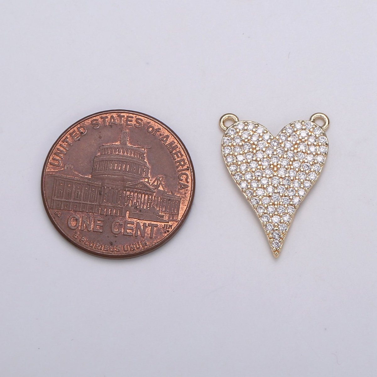 24K Gold Filled Golden Heart Love Connector Micro Pave CZ DIY Charm Necklace Bracelet Earrings Findings for Jewelry Making F-572 - DLUXCA
