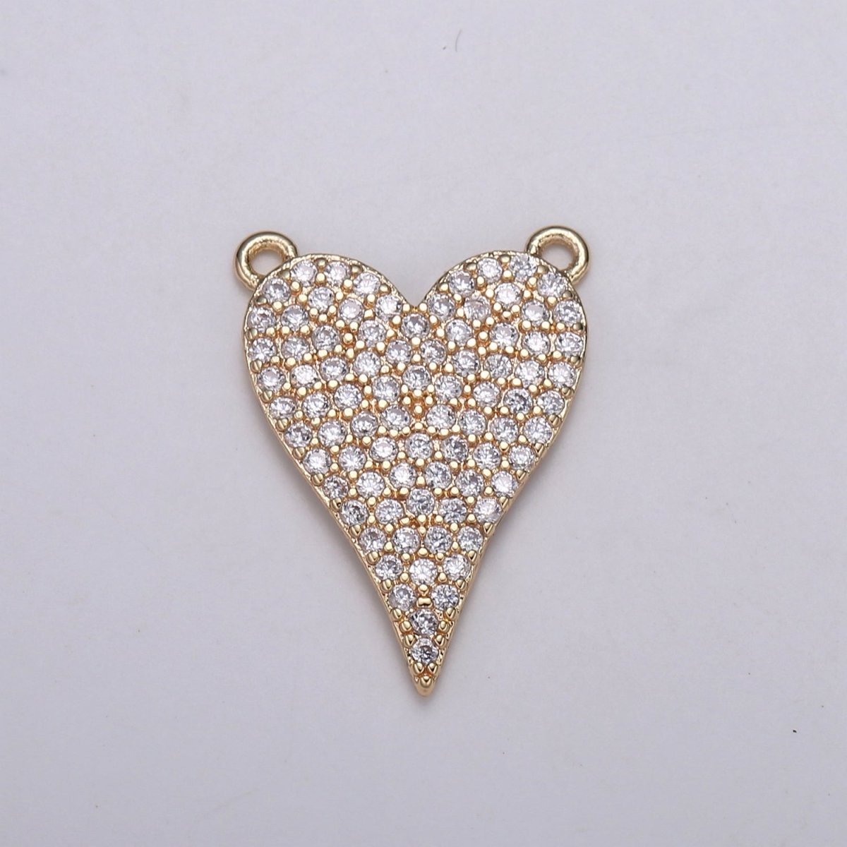 24K Gold Filled Golden Heart Love Connector Micro Pave CZ DIY Charm Necklace Bracelet Earrings Findings for Jewelry Making F-572 - DLUXCA