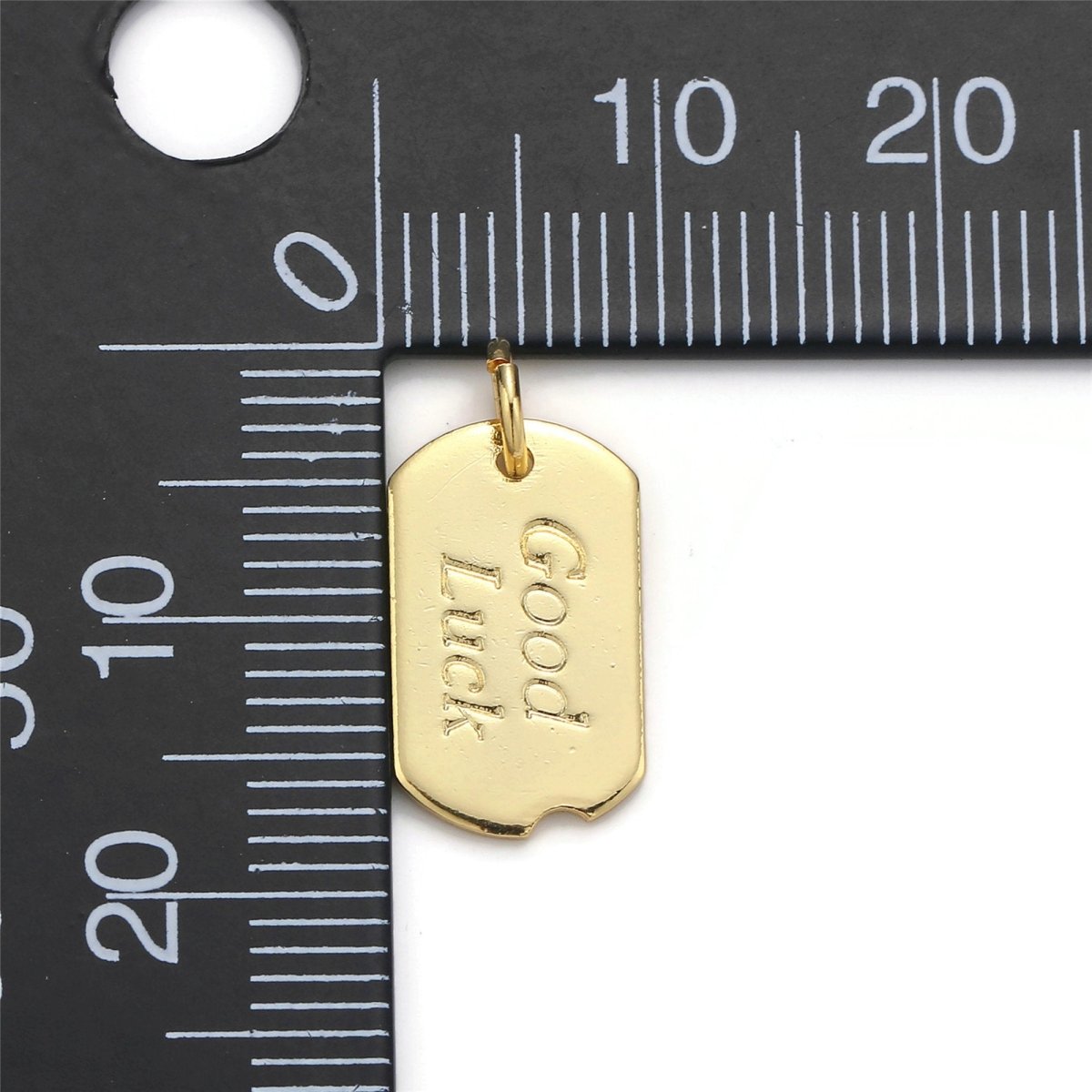24k Gold Filled Good Luck Charm, Bar Plate Good Luck Pendant Charm, Gold Filled Charm, Gold / Silver Color Option D-045 - DLUXCA