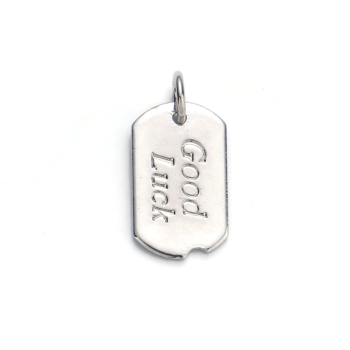 24k Gold Filled Good Luck Charm, Bar Plate Good Luck Pendant Charm, Gold Filled Charm, Gold / Silver Color Option D-045 - DLUXCA