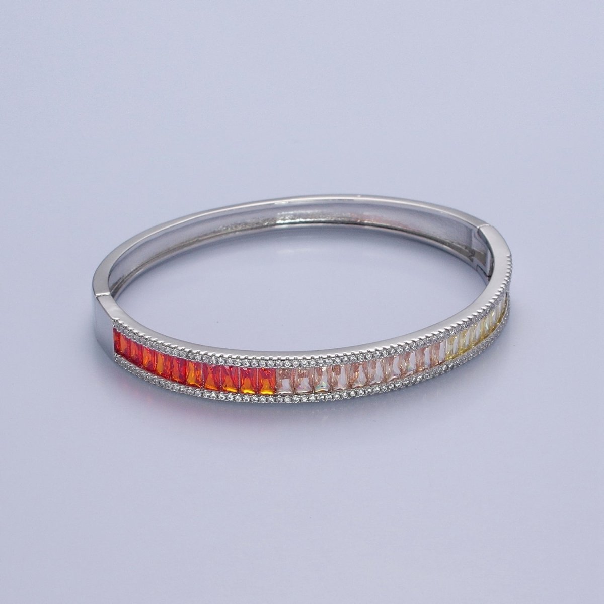 24K Gold Filled Gradient Baguette CZ Bracelet Bangle, Ombre Tennis Bracelet | WA-978 WA-979 WA-980 WA-981 Clearance Pricing - DLUXCA