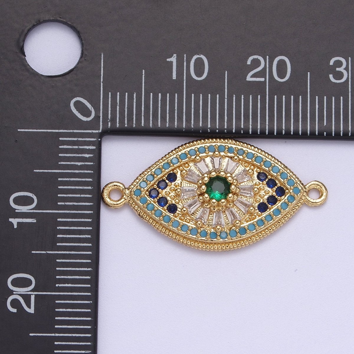 24k Gold Filled Green Eye Charm Connector Cz Eye Link Connector for Braclet Component F-216 - DLUXCA