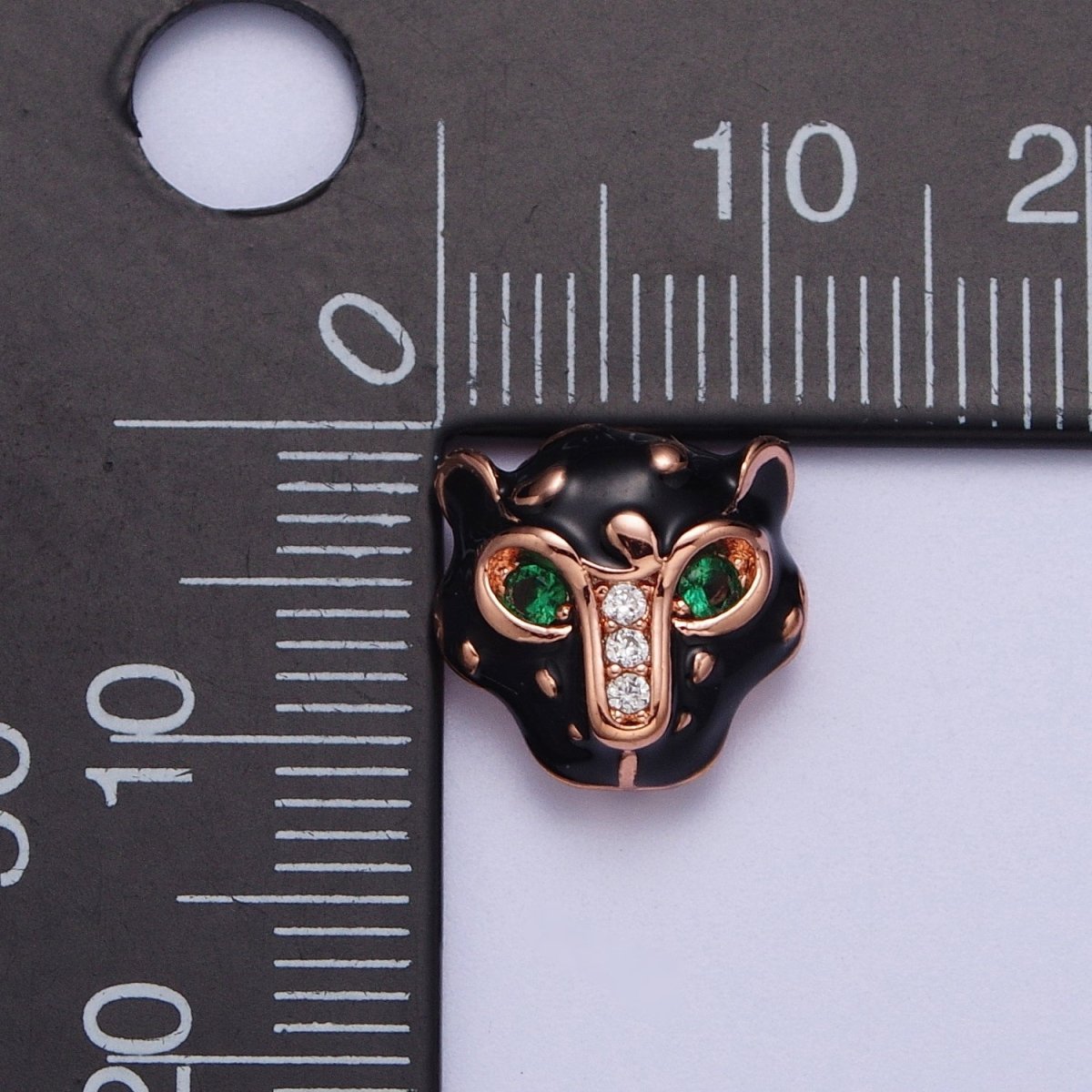 24K Gold Filled Green Eyed Black Panther Enamel Spacer Bead in Rose Gold, Black, Gold, Silver | B-010 B-013 B-005 B-046 - DLUXCA