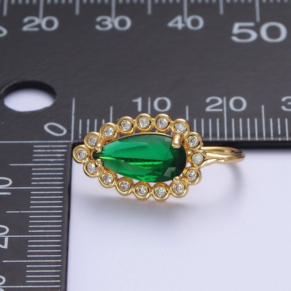 24K Gold Filled Green Teardrop Cubic Zirconia Hook Earrings Q-030 - DLUXCA