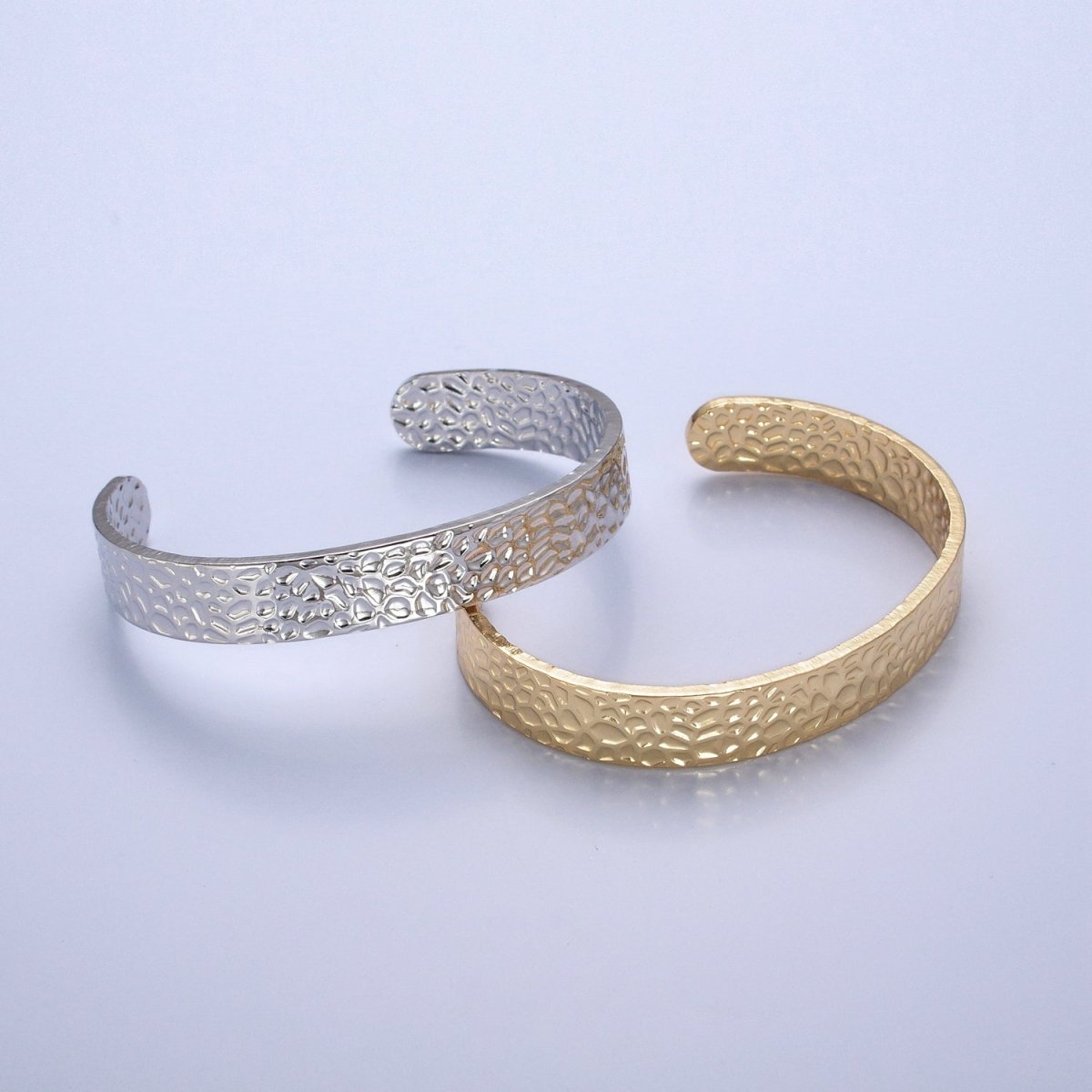 24K Gold Filled Hammered Bangle Bracelet in Gold & Silver | WA-986 WA-987 Clearance Pricing - DLUXCA