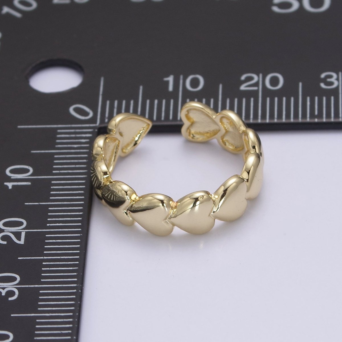 24K Gold Filled Heart Adjustable Ring, Multi Heart Love Friendship Ring For Valentine's U-532 - DLUXCA