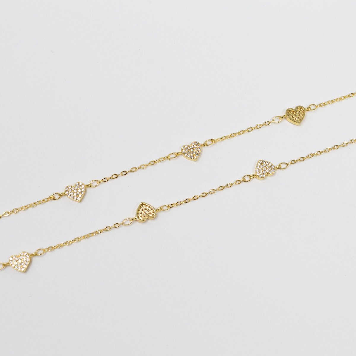 24K Gold Filled Heart Charm CABLE Roll Chain Sold by Yard For Jewelry Making, Necklace Bracelet Anklet Supply Component | ROLL-420 Clearance Pricing - DLUXCA