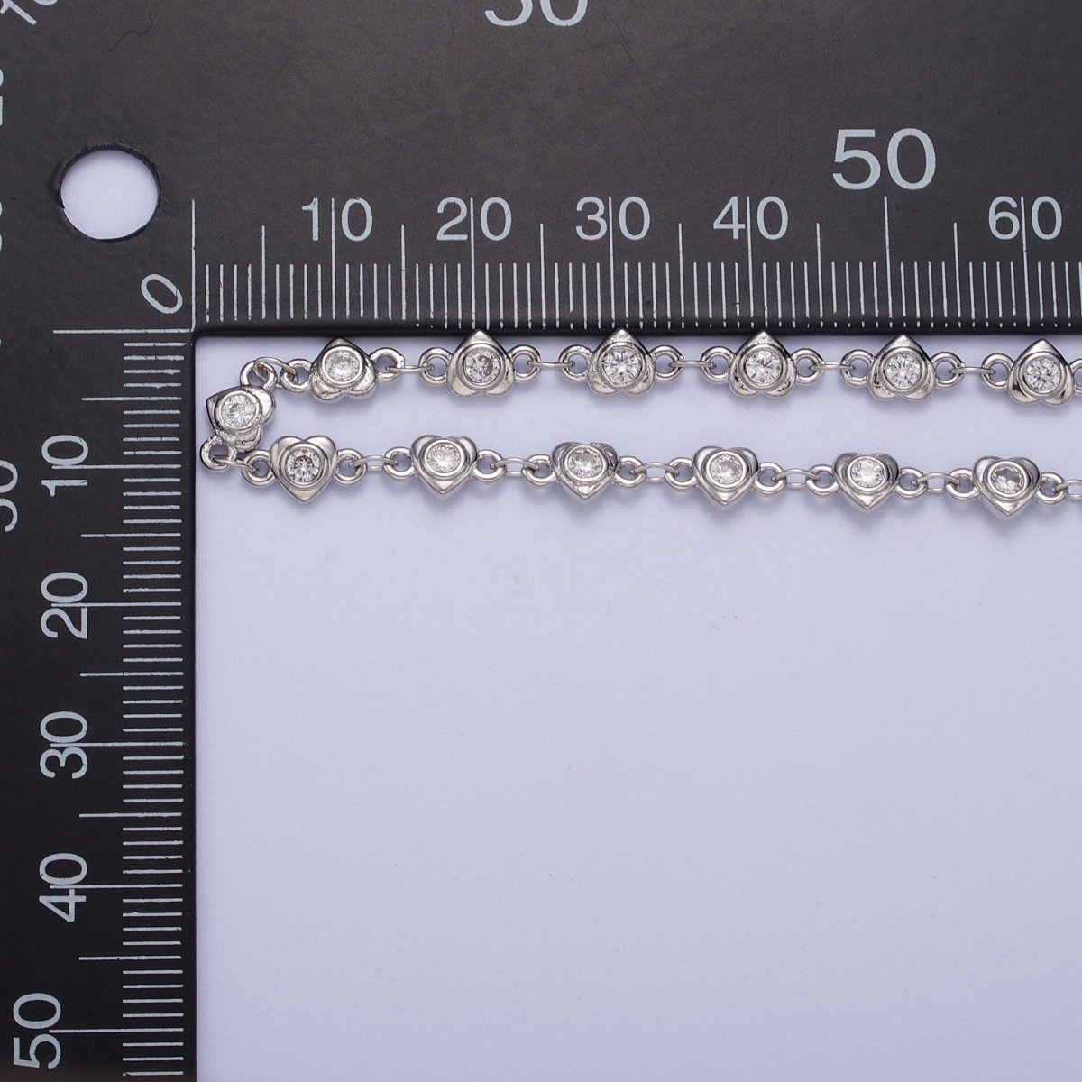 24K Gold Filled Heart Love Cubic Zirconia CZ Link Unfinished Roll Chain | ROLL-869 ROLL-870 Clearance Pricing - DLUXCA