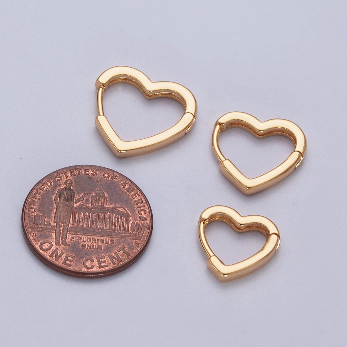 24K Gold Filled Heart Love For Huggie Hoop Earrings, Valentine Cubic Zirconia Earrings P356 P357 P358 - DLUXCA
