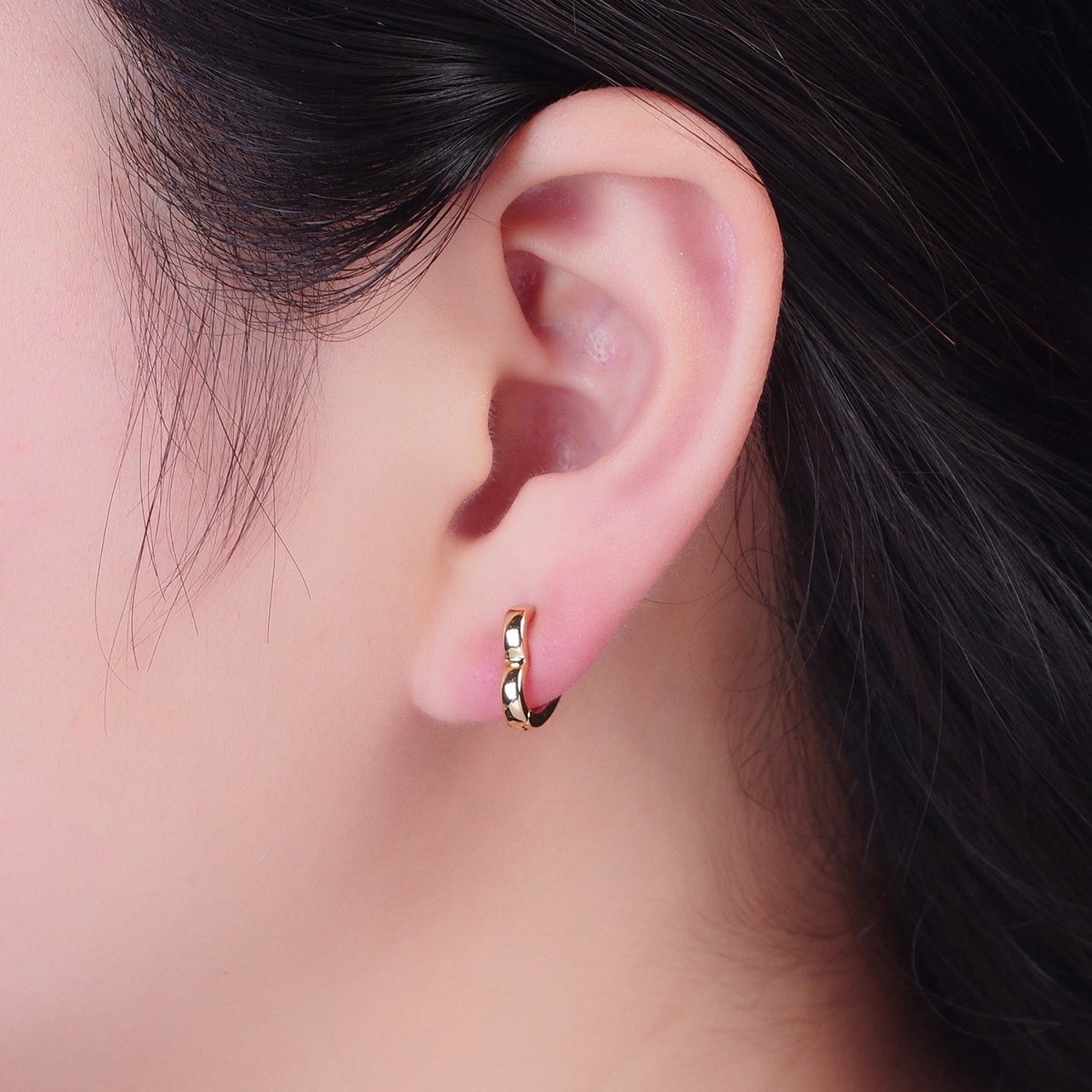 24K Gold Filled Heart Love For Huggie Hoop Earrings, Valentine Cubic Zirconia Earrings P356 P357 P358 - DLUXCA