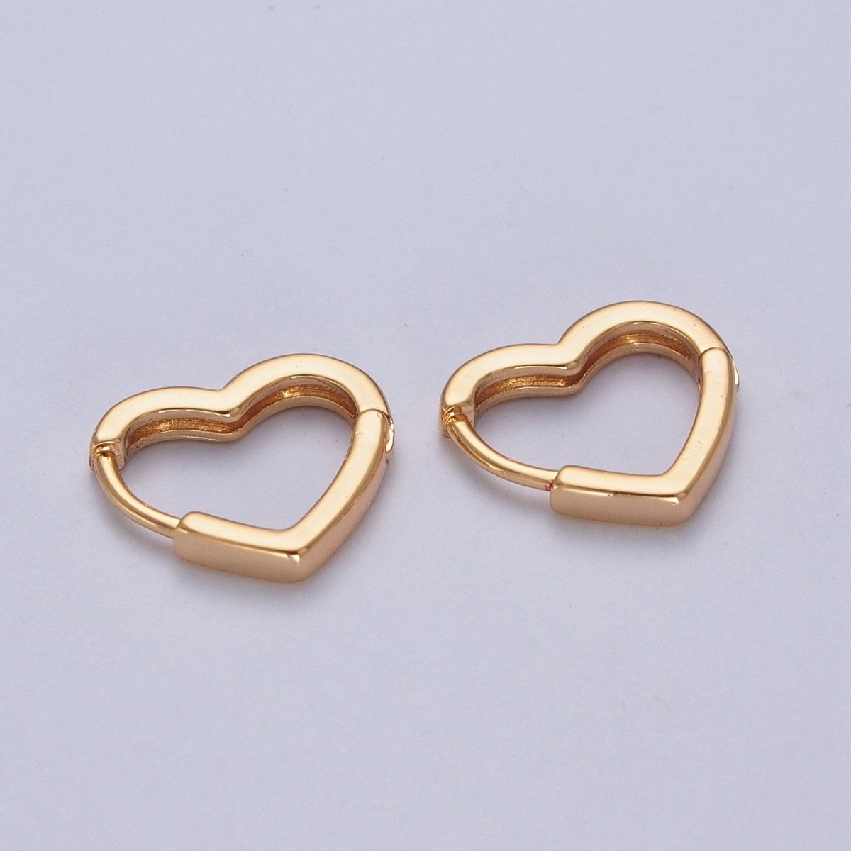 24K Gold Filled Heart Love For Huggie Hoop Earrings, Valentine Cubic Zirconia Earrings P356 P357 P358 - DLUXCA