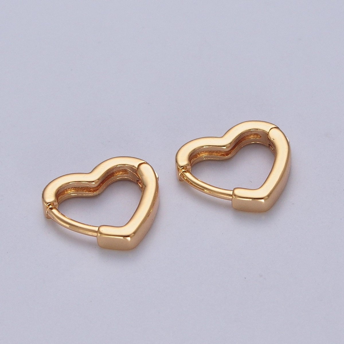 24K Gold Filled Heart Love For Huggie Hoop Earrings, Valentine Cubic Zirconia Earrings P356 P357 P358 - DLUXCA