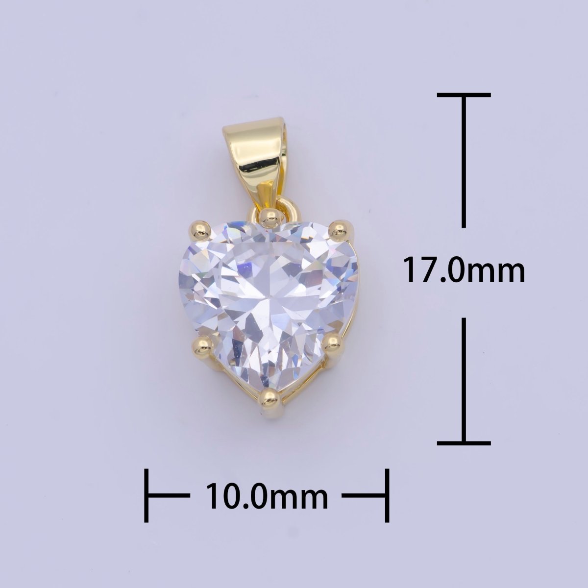 24K Gold Filled Heart Love Pink, Clear Cubic Zirconia Pendant For Necklace Making | X-523 X-524 - DLUXCA