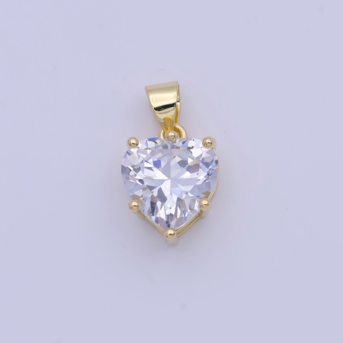 24K Gold Filled Heart Love Pink, Clear Cubic Zirconia Pendant For Necklace Making | X-523 X-524 - DLUXCA