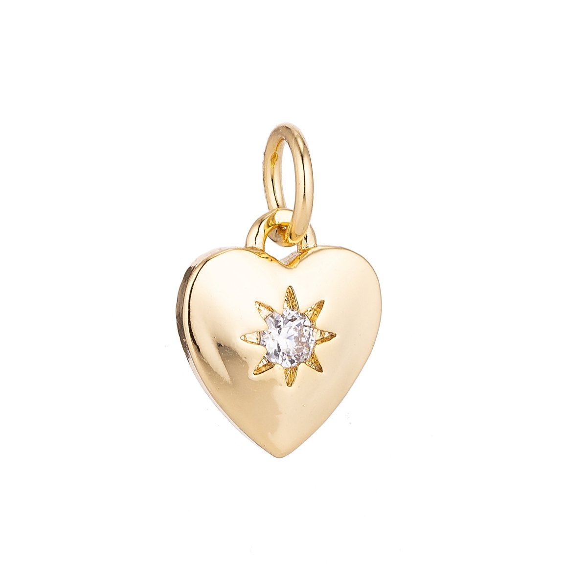 24k Gold Filled Heart of Gold, Star, White Gold Cubic Zirconia Charm Pendant C-047 W-175 - DLUXCA