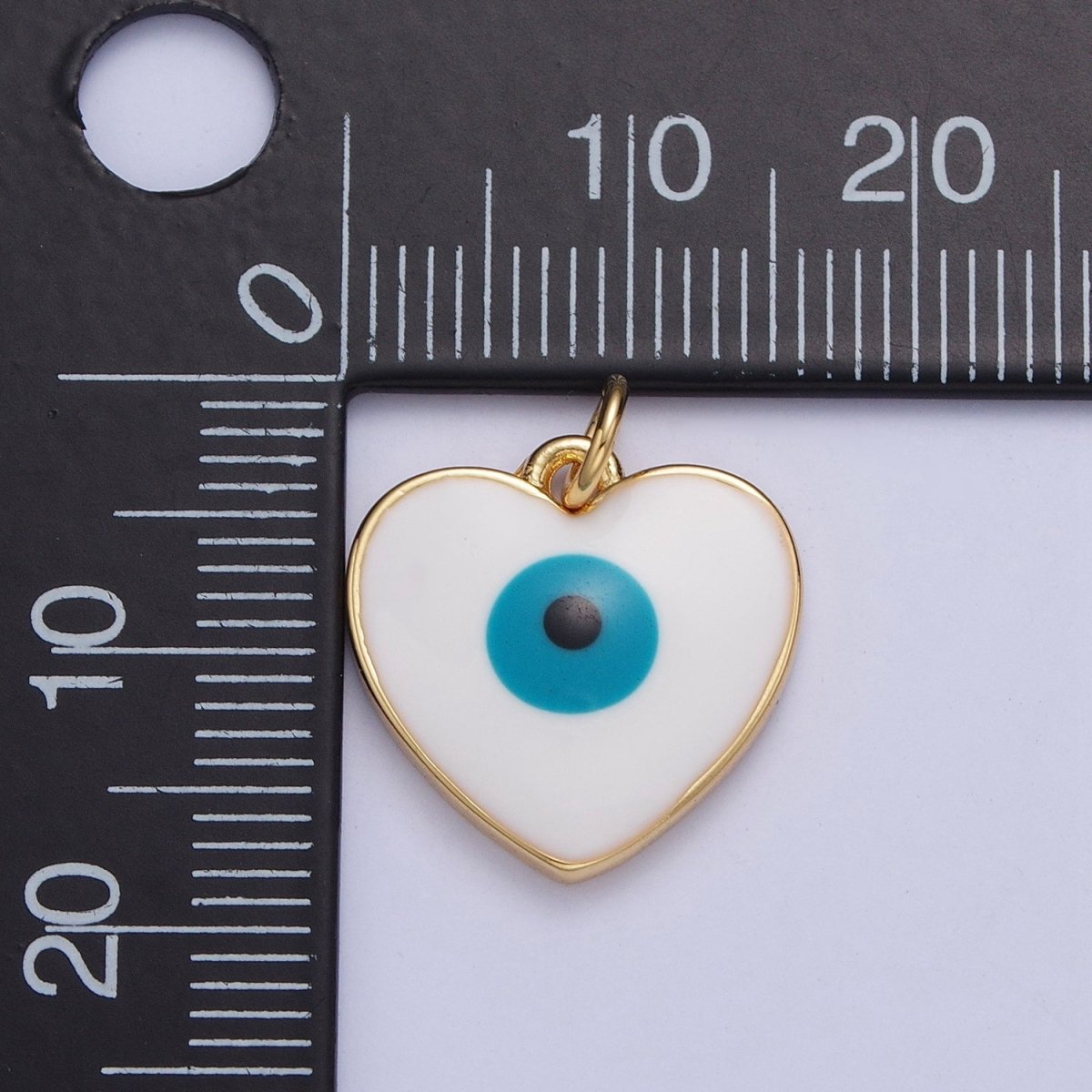 24K Gold Filled Heart-Shaped Evil Eye Protection Charm | M-497 - DLUXCA