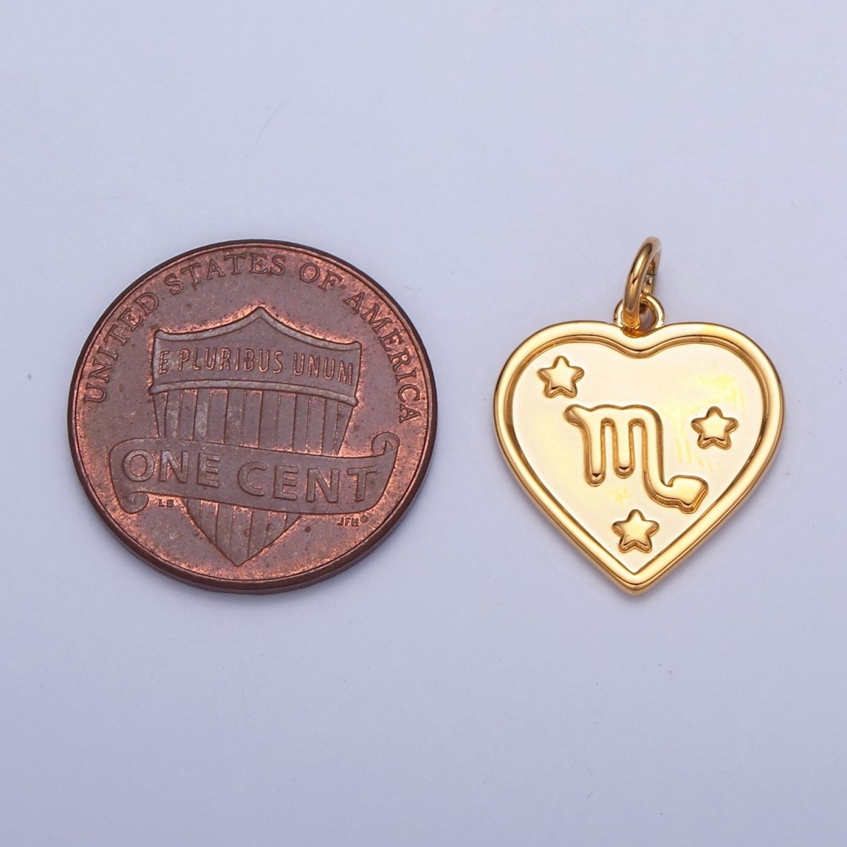 24k Gold Filled Heart Zodiac Charm Dainty Astrological Zodiac Signs Add on Charm W-448~W-459 - DLUXCA