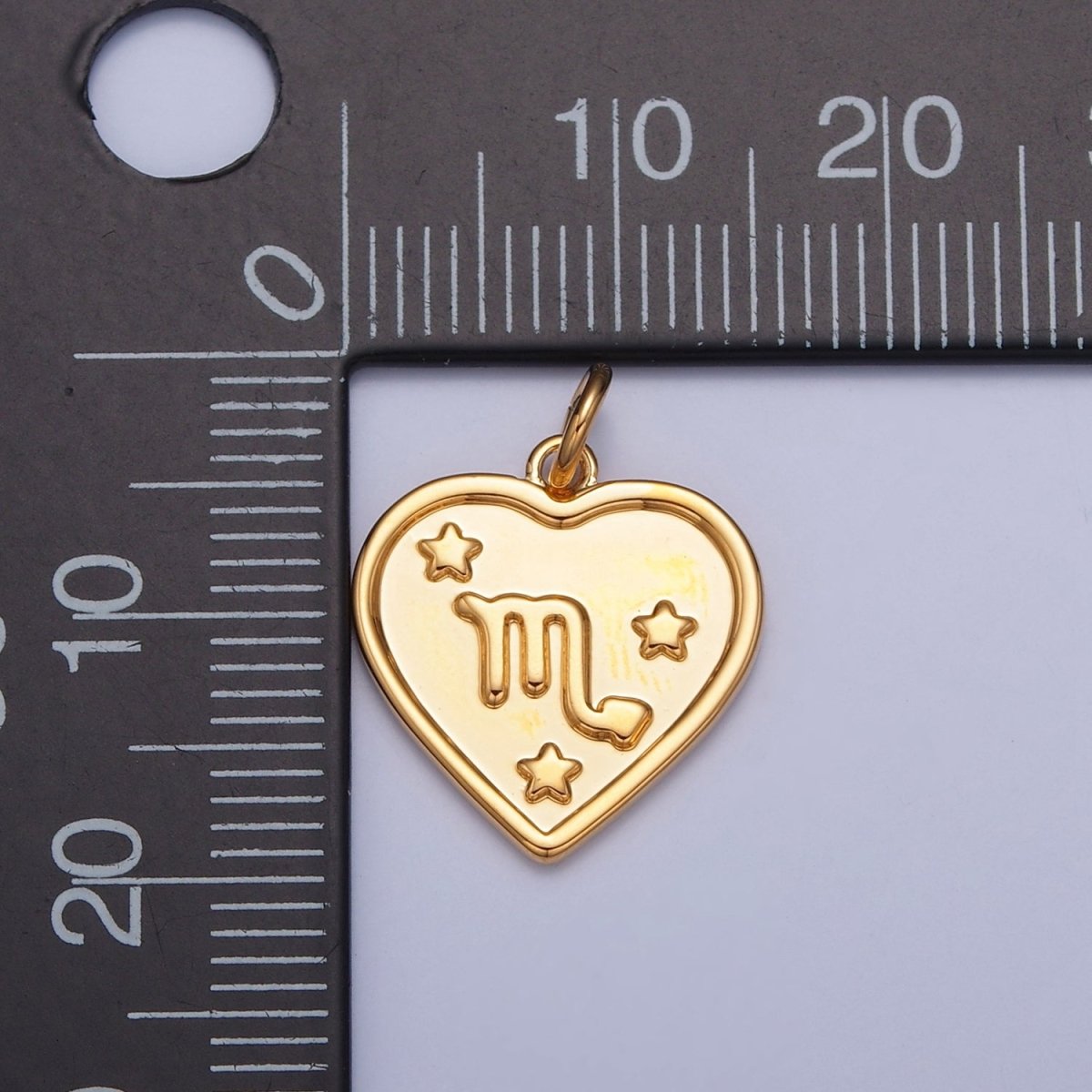 24k Gold Filled Heart Zodiac Charm Dainty Astrological Zodiac Signs Add on Charm W-448~W-459 - DLUXCA