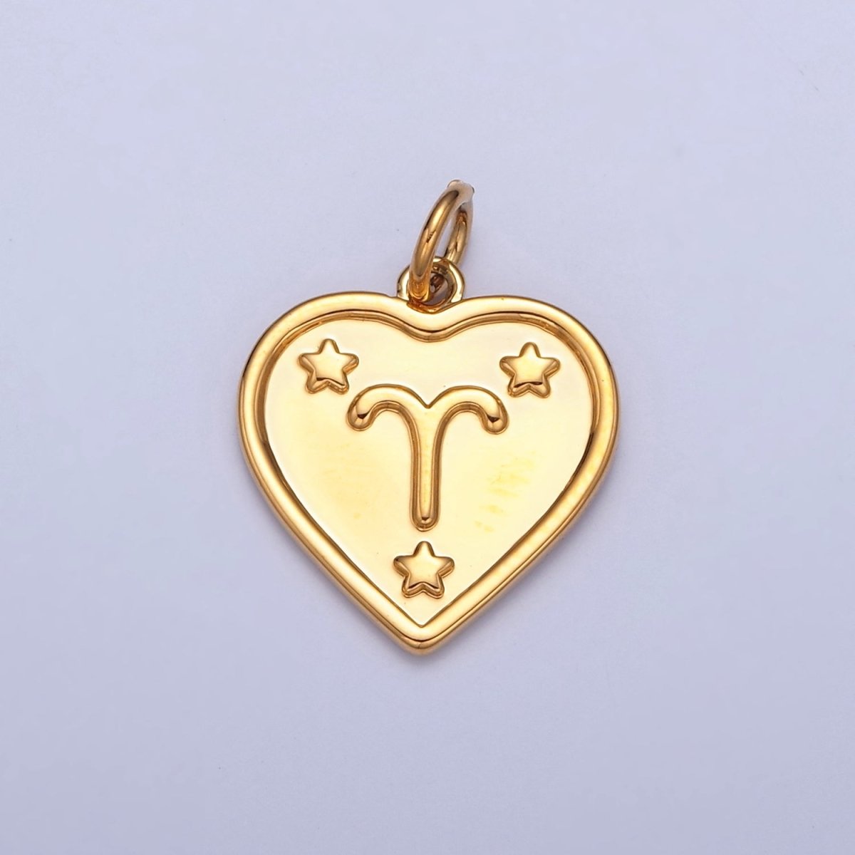 24k Gold Filled Heart Zodiac Charm Dainty Astrological Zodiac Signs Add on Charm W-448~W-459 - DLUXCA