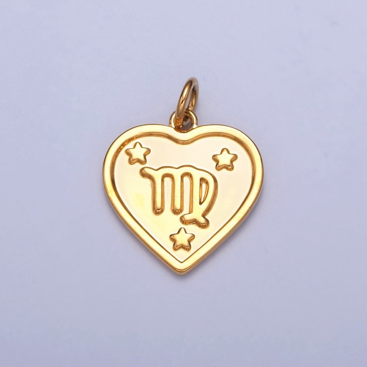 24k Gold Filled Heart Zodiac Charm Dainty Astrological Zodiac Signs Add on Charm W-448~W-459 - DLUXCA