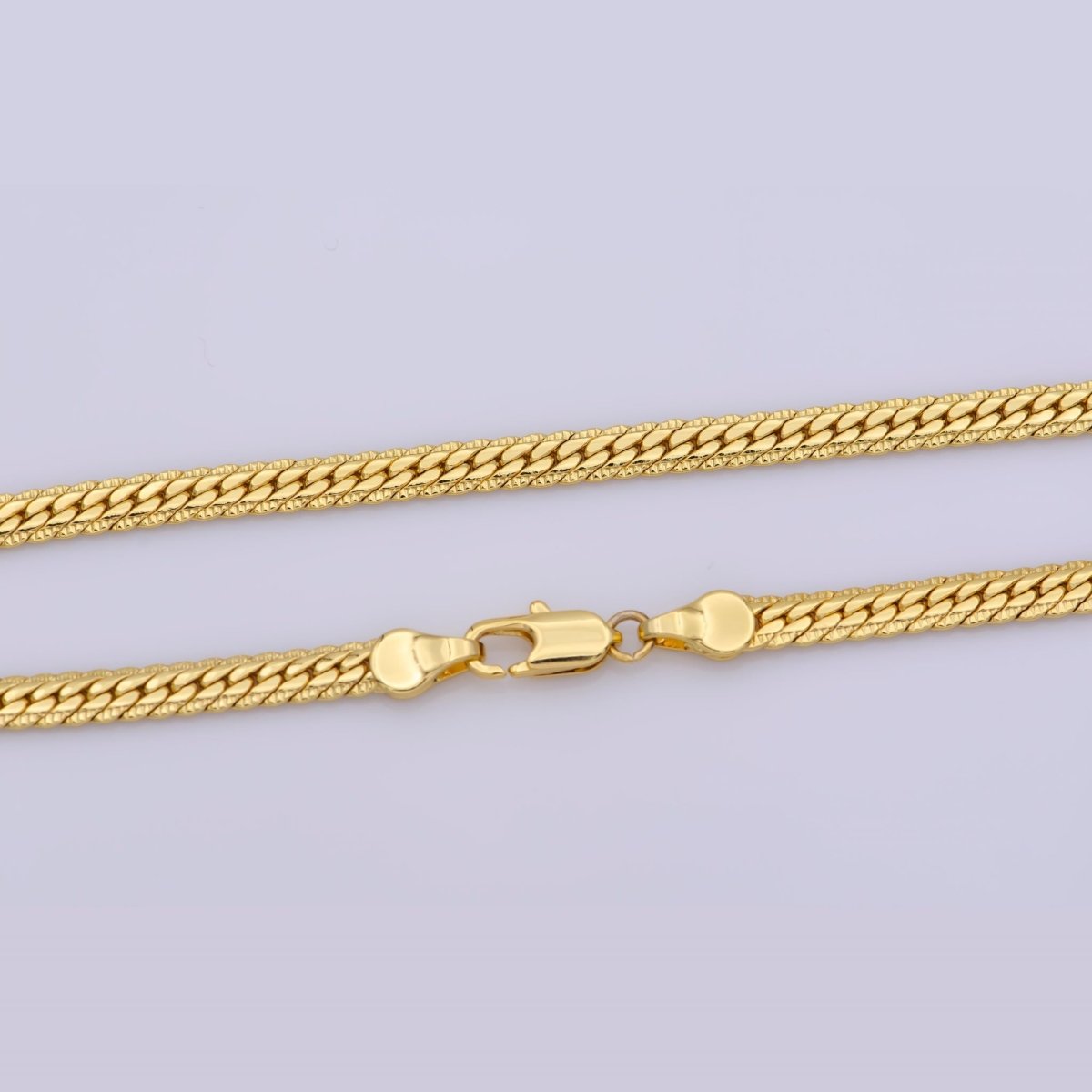 24K Gold Filled Herringbone Chain Necklace, 19.5 Finished Chain For Jewelry Making, 4mm Width Herringbone Necklace w/ Lobster Clasps | CN-366 Clearance Pricing - DLUXCA