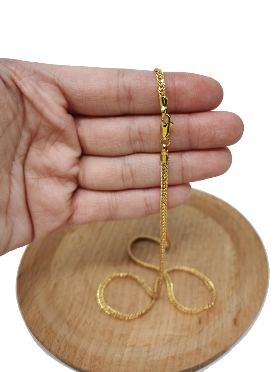 24K Gold Filled Herringbone Chain Necklace, 19.8 inch Herringbone Finished Necklace For Jewelry Making, 3.1mm Herringbone Necklace w/ Lobster Clasps | CN-974 Clearance Pricing - DLUXCA