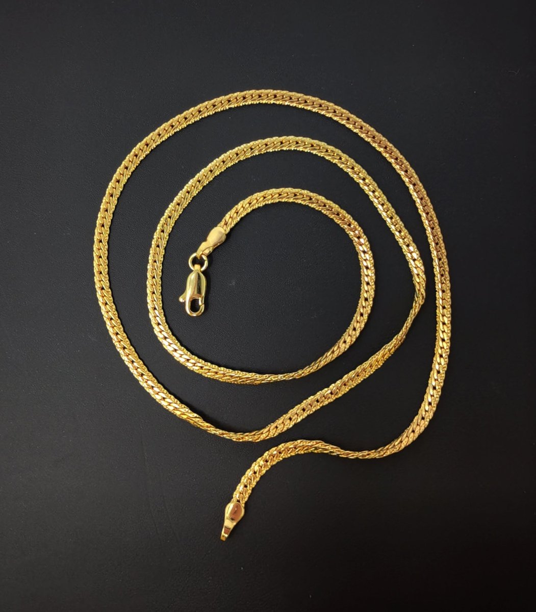 24K Gold Filled Herringbone Chain Necklace, 19.8 inch Herringbone Finished Necklace For Jewelry Making, 3.1mm Herringbone Necklace w/ Lobster Clasps | CN-974 Clearance Pricing - DLUXCA