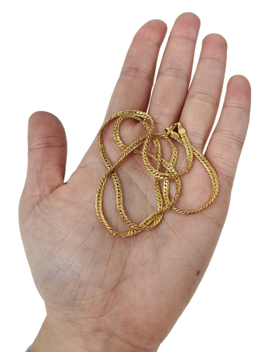 24K Gold Filled Herringbone Chain Necklace, 19.8 inch Herringbone Finished Necklace For Jewelry Making, 3.1mm Herringbone Necklace w/ Lobster Clasps | CN-974 Clearance Pricing - DLUXCA