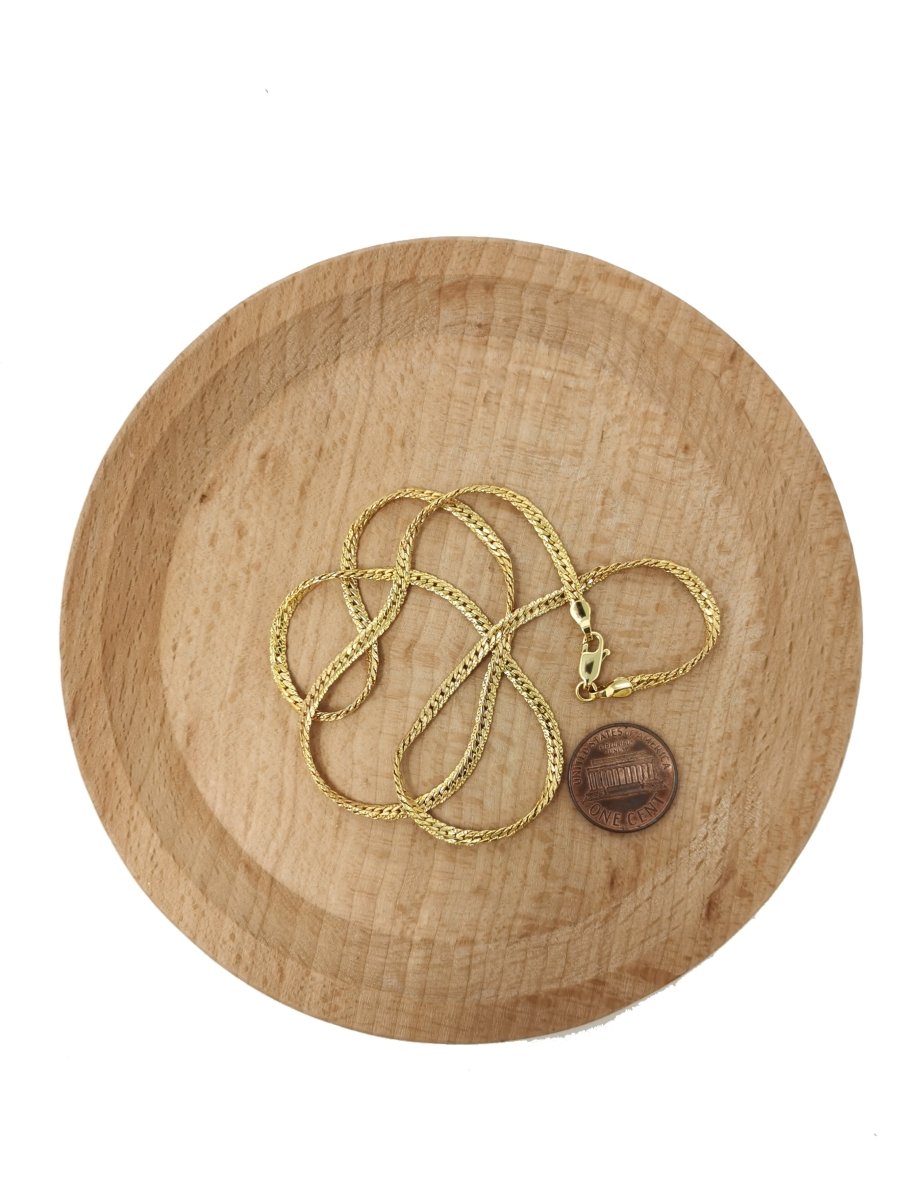 24K Gold Filled Herringbone Chain Necklace, 19.8 inch Herringbone Finished Necklace For Jewelry Making, 3.1mm Herringbone Necklace w/ Lobster Clasps | CN-974 Clearance Pricing - DLUXCA