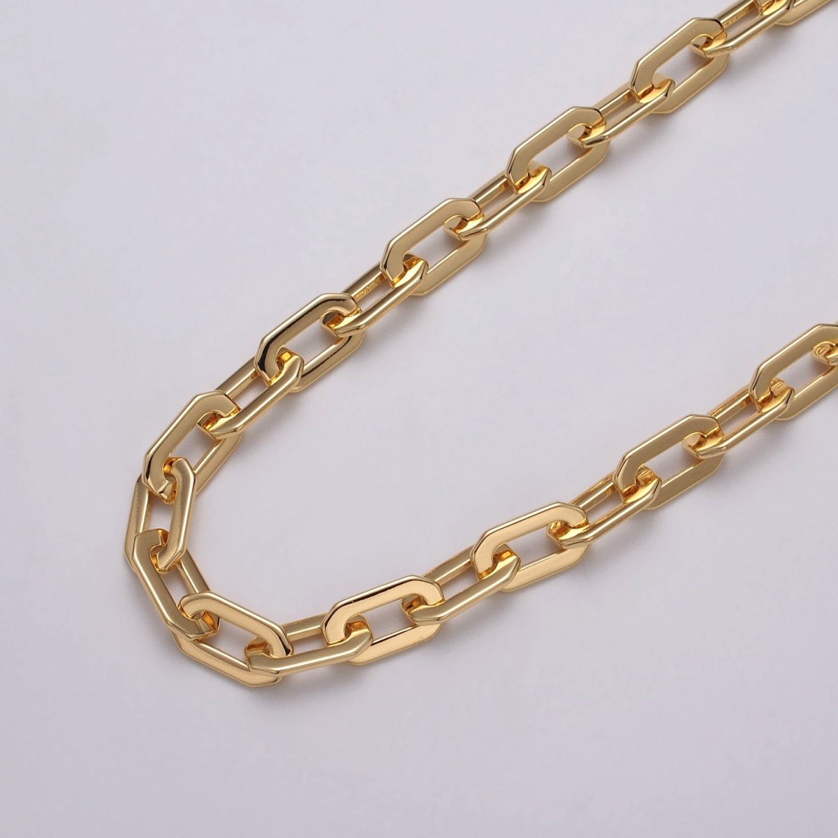 24k Gold Filled Hexagonal PaperClip Unfinished 9mm Chain by Yard in Gold & Silver | ROLL-1126 ROLL-1195 Clearance Pricing - DLUXCA