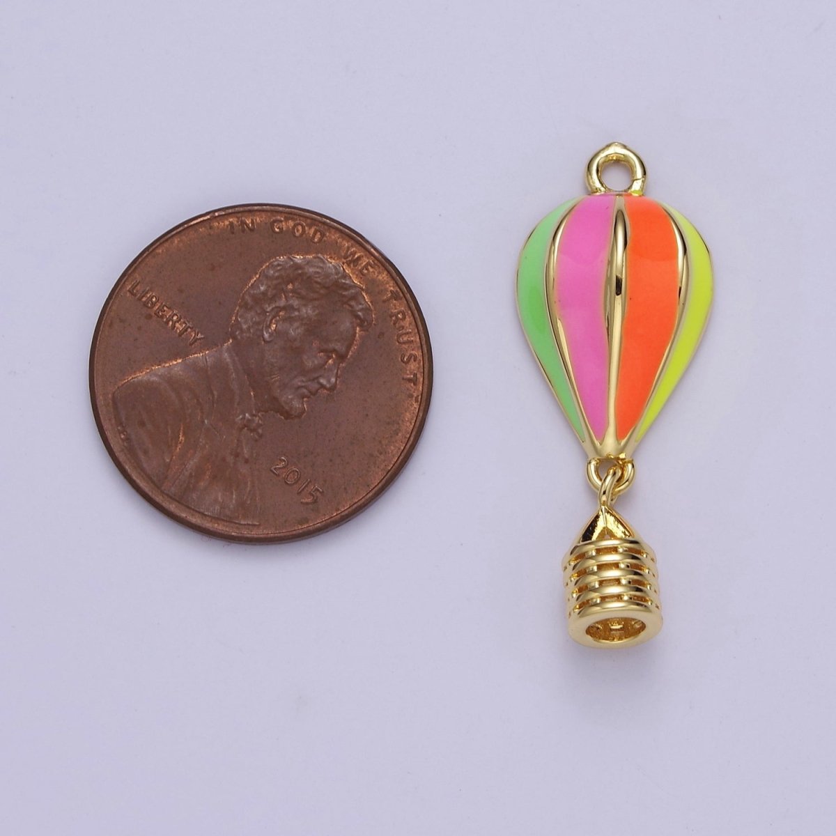 24K Gold Filled Hot Air Balloon Pendant, Dainty Color Enamel Necklace Earring Bracelet Charm for DIY Jewelry Making Supply E-764 - DLUXCA