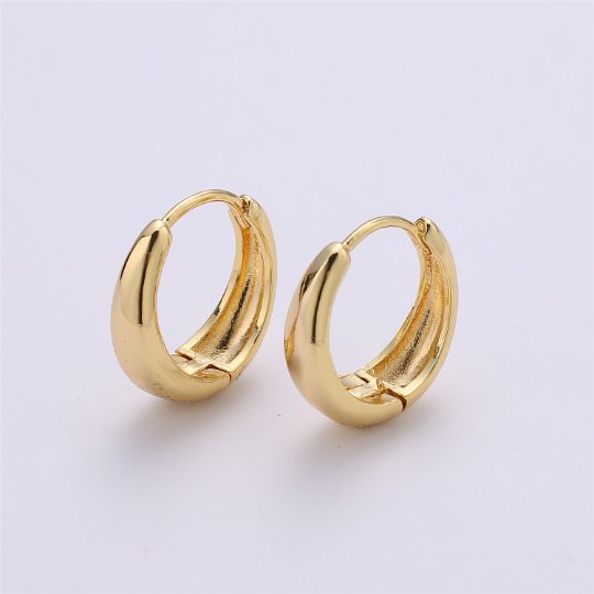 24K Gold Filled Huggie Hoops / Perfect for Every Day Wear / Minimalist Earring Jewelry / Perfect Gift For Her and For Girls P-033 P-036 P-038 P-249 - DLUXCA