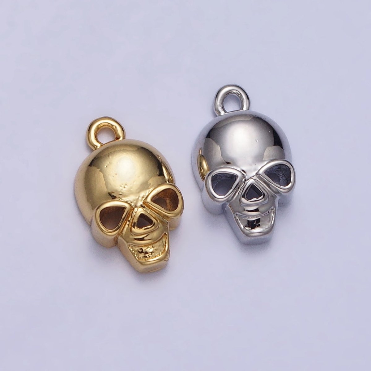 24K Gold Filled Human Skeleton Skull Add-On Charm in Gold & Silver | AC341 AC342 - DLUXCA