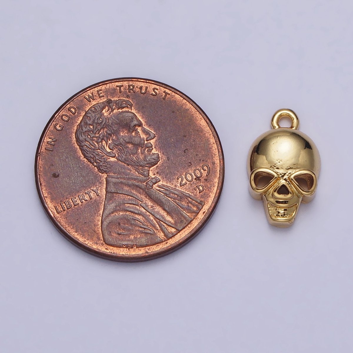 24K Gold Filled Human Skeleton Skull Add-On Charm in Gold & Silver | AC341 AC342 - DLUXCA