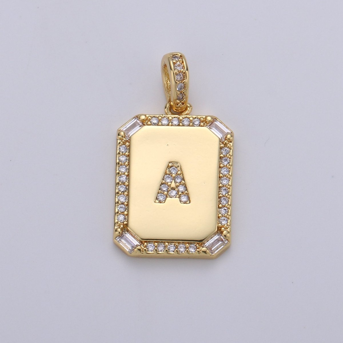 24k Gold Filled Initial Tag Letter Charm A - Z Alphabet Letter Drop Charm Pendant Personalized Charm for Necklace Jewelry Making A-781-A-806 - DLUXCA