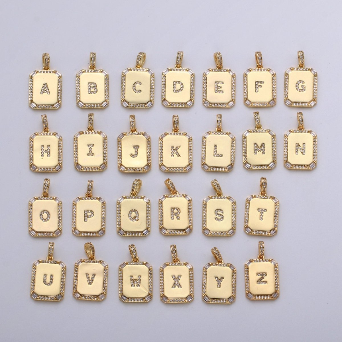 24k Gold Filled Initial Tag Letter Charm A - Z Alphabet Letter Drop Charm Pendant Personalized Charm for Necklace Jewelry Making A-781-A-806 - DLUXCA