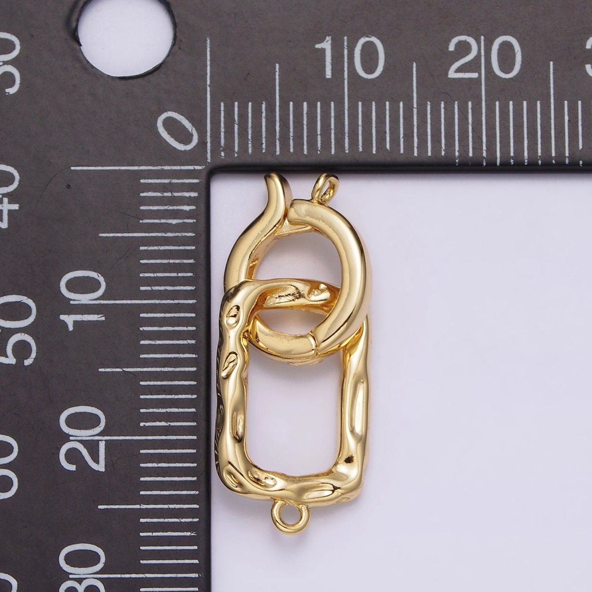 24K Gold Filled Interchangeable Charm Holder Hammered Open Oblong Drop Jewelry Making Supply | Z-448 - DLUXCA