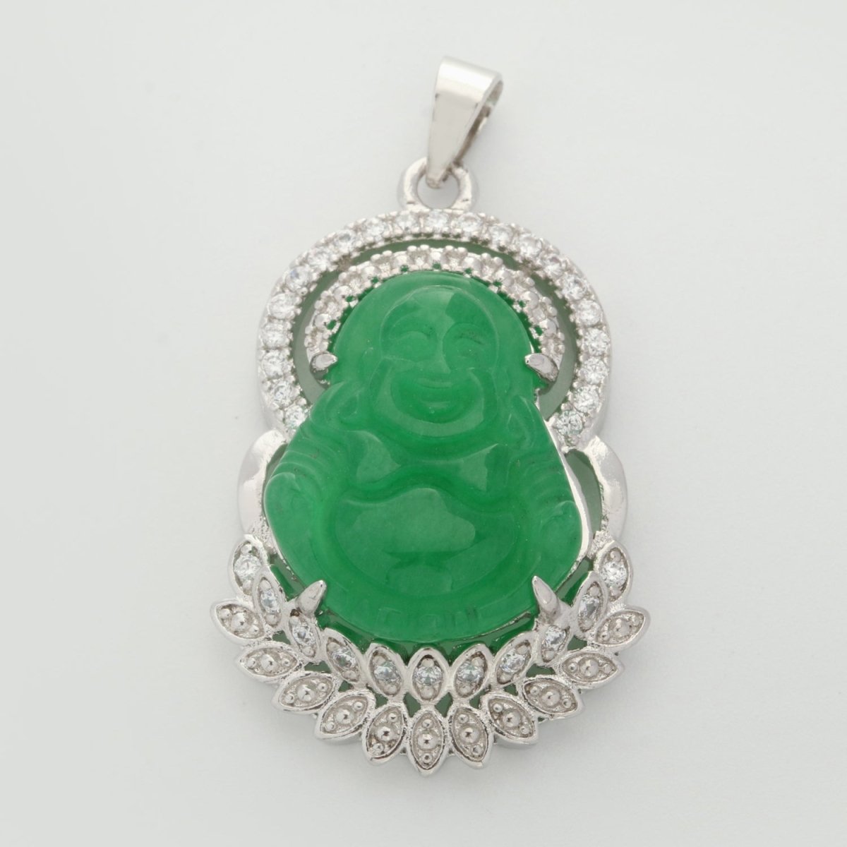 24K Gold Filled Jade Buddha Laughing Buddha Pendant Micro Pave Pendant for Necklace Component O-248 O-249 - DLUXCA