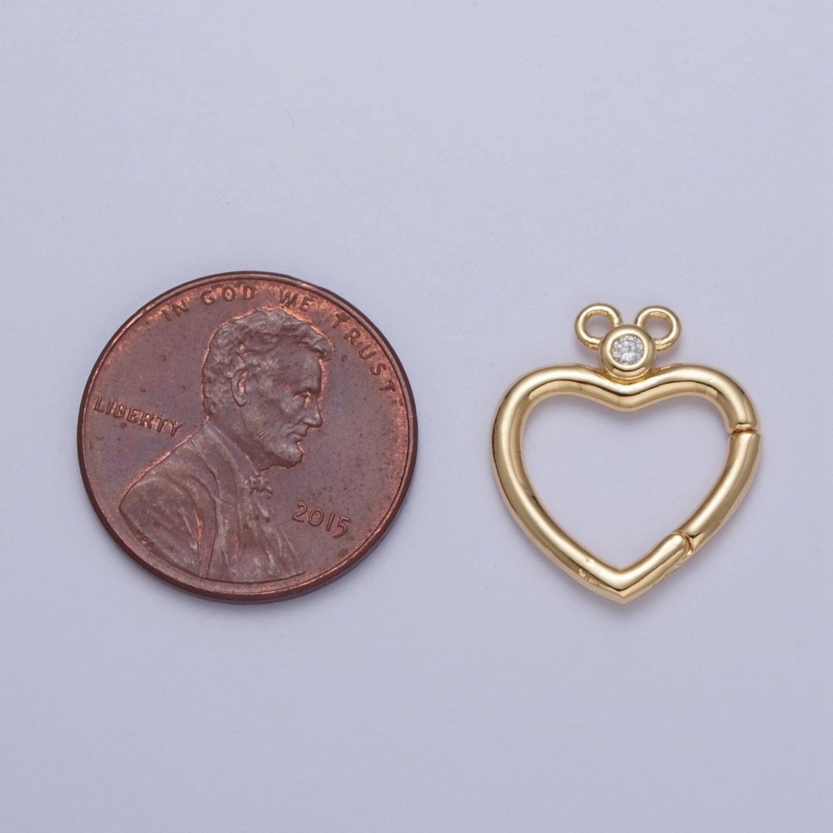 24K Gold Filled Jewelry Closure, Heart Toggle Clasps with Cubic Zirconia L-786~L-789 - DLUXCA