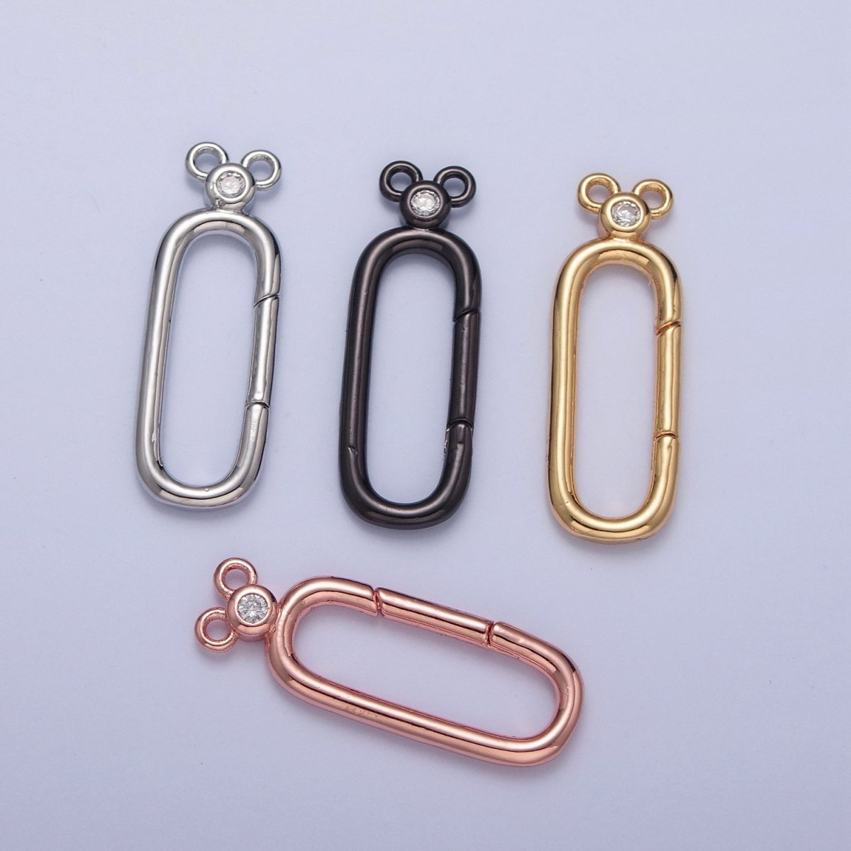 24K Gold Filled Jewelry Closure, Rectangle Toggle Clasps with Cubic Zirconia L-782~L-785 - DLUXCA