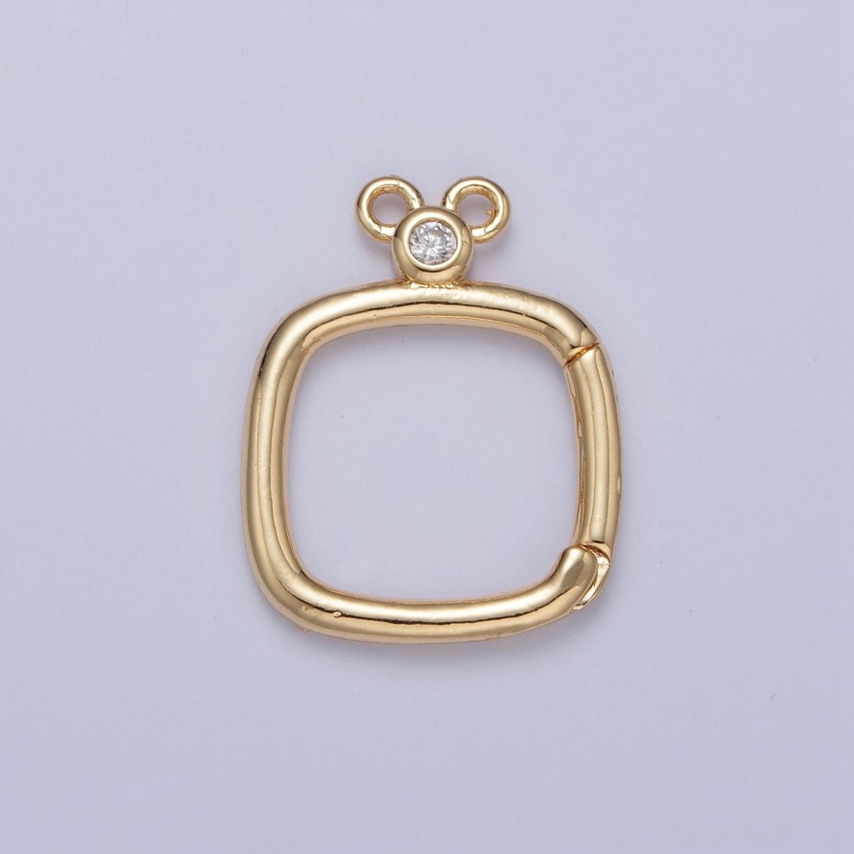 24K Gold Filled Jewelry Closure, Square Toggle Clasps with Cubic Zirconia L-794~L-797 - DLUXCA