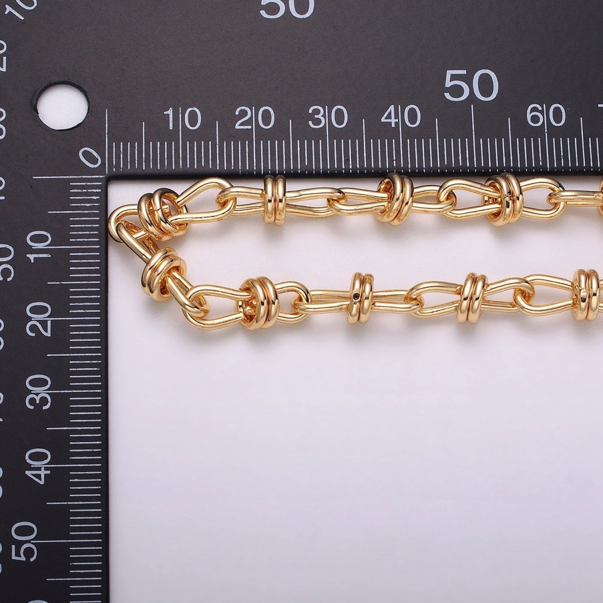 24K Gold Filled Knot Cable Chain Link Bold 6.8mm Cable Chain Link Unfinished Yard Chain in Gold & Silver | ROLL-1309 ROLL-1310 Clearance Pricing - DLUXCA