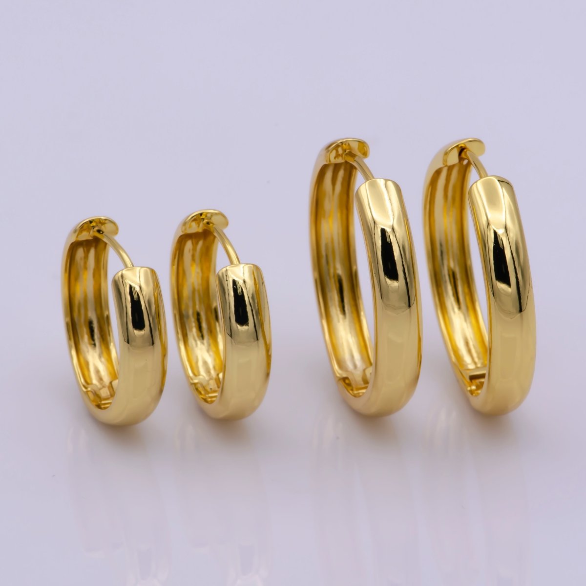 24K Gold Filled Leverback Earrings, 23, 30mm Minimalist Everyday Huggie Hoop Earrings | T-202 T-203 - DLUXCA
