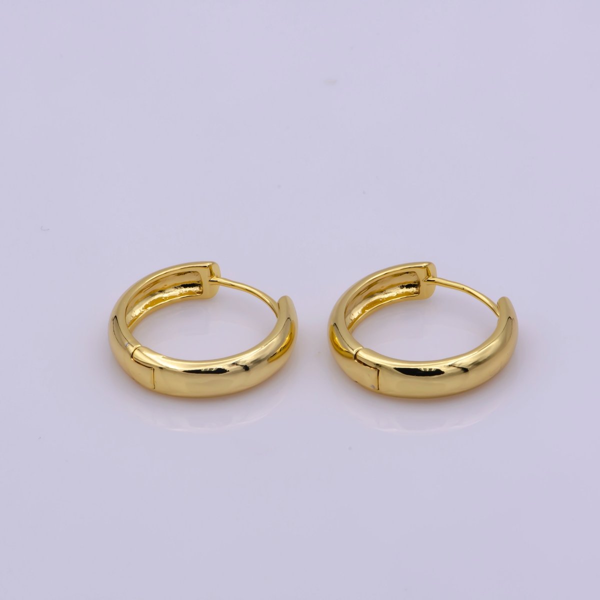24K Gold Filled Leverback Earrings, 23, 30mm Minimalist Everyday Huggie Hoop Earrings | T-202 T-203 - DLUXCA